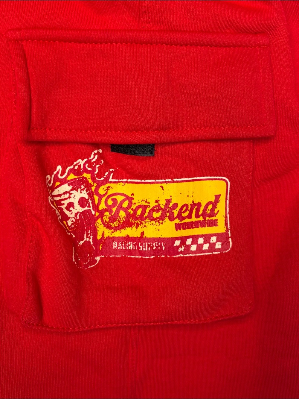 Backend Original Red Racing Team Athletic Cargo Shorts for Men - Picture 7 of 11